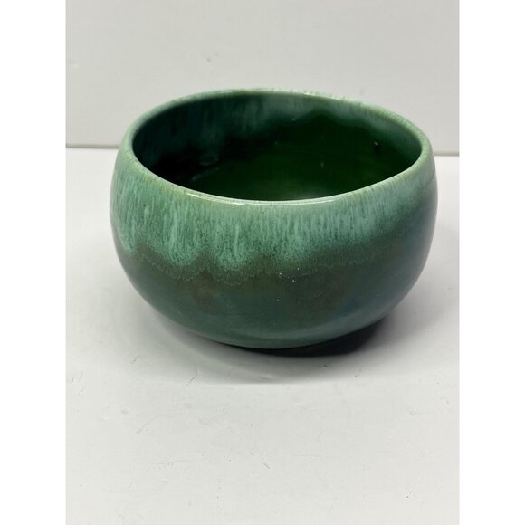Small Vintage Green Drip Glaze Pottery Bowl Canada 3.5” wide - Picture 6 of 10